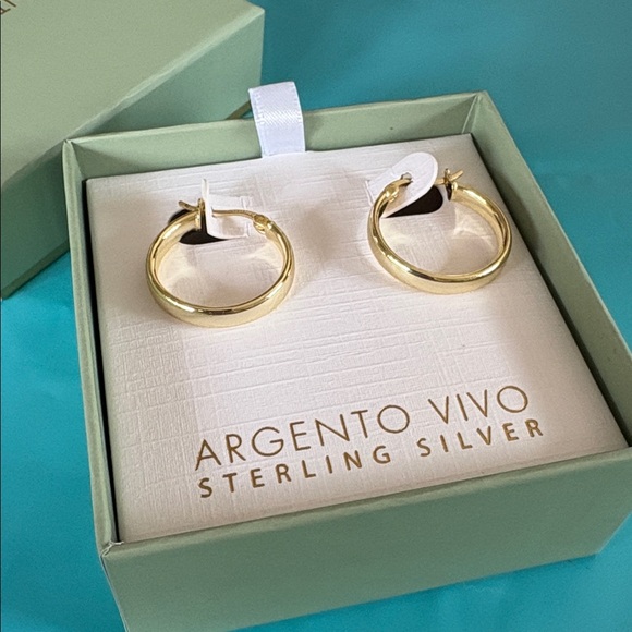 Argento Vivo Sterling Silver Hoop Earrings new in box - Picture 4 of 6